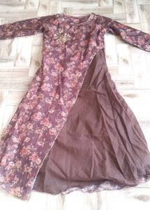 Elegant Floral Print Anarkali Gown