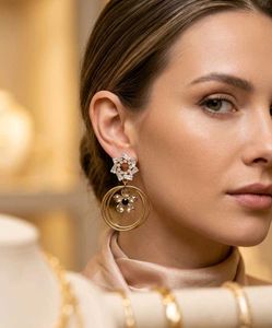 Sparkling Flower Hoop Earrings