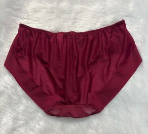 Lace Trim Briefs - Burgundy