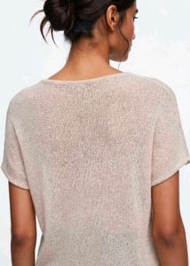 Cream Textured Short Sleeve Top
