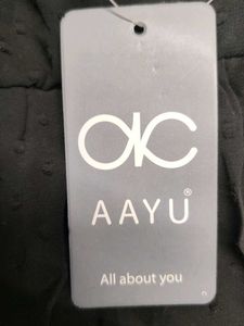AAYU Black Swiss Dot Ruffle Dress