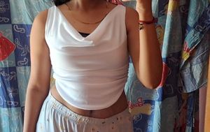 White Cowl Neck Tank Top