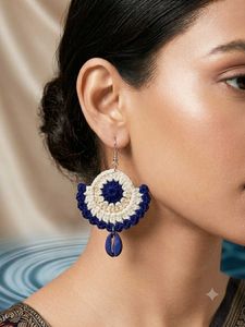 Boho Crochet Fan Earrings with Seashell(navratri)