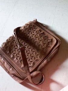 Brown Laser-Cut Crossbody Bag