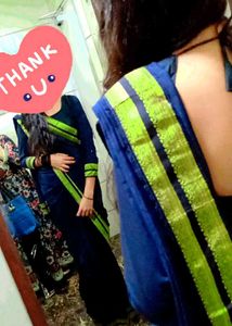 Gorgeous Black Saree With Golden Border🎉(Pleated)