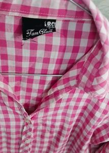 Pink Gingham Button-Up Shirt