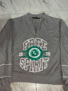 Grey "Free Spirit" Zip Up Top