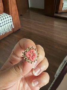 handmade  Pink Floral Embroidered Earrings