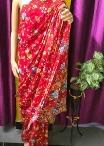 Beautiful Red Floral Saree