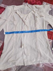 Cream Sheer Button-Up Blouse