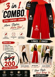 Black Jeggings And Palazzo Pant Combo
