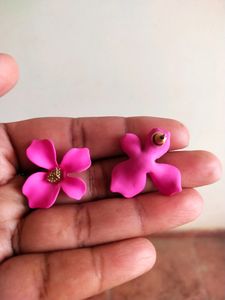 Magnolia Shaped Pink Earrings