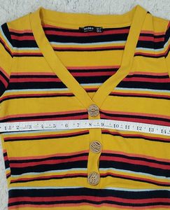 Striped Button-Up Cropped Top