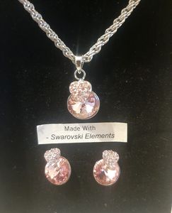 Silver Plated Chain Pain Pendent with Pink Studs