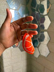 Orange Slice Crochet Keychain