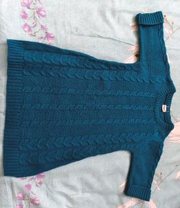 Teal Cable Knit Sweater Dress