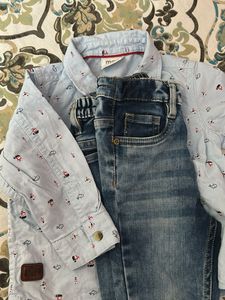 Kids Blue Denim Jeans with shirt