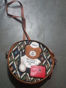 Cute Teddy Bear Round Crossbody Bag