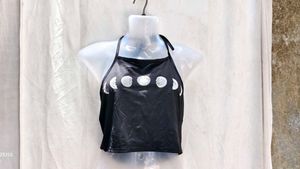 I. Black Moon Phases Halter Top