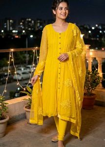 Vibrant Yellow Embroidered Kurta set