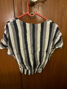 Striped Twist Front Top