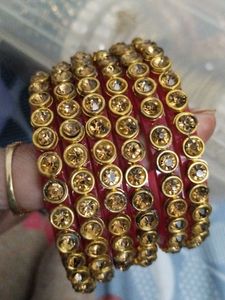 Rajwadi Red And Golden.Side Bangles