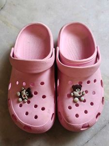 Cute Pink Clogs with Bear Detail
