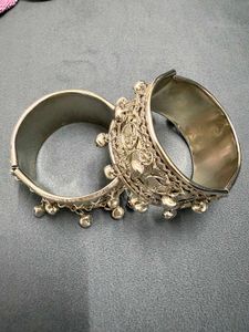 Intricate Silver Tone Ethnic Bangles
