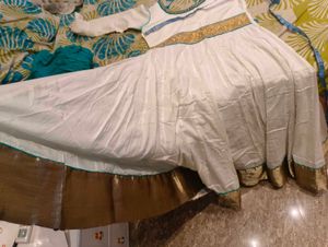 pure cotton Elegant White Anarkali Suit