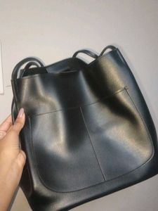 Chic Black Faux Leather Tote Bag