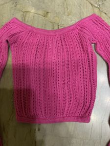 Pink Knit Off-Shoulder Top