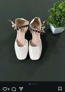 White Heels with Ribbon Detail