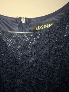 Sassafras Navy Blue Sequined Dress with cut outs