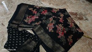Elegant Black Floral Saree