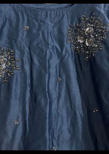 Elegant Navy Blue Embroidered Kurta