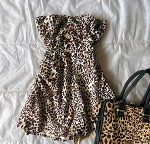 Leopard Print Strapless playsuit