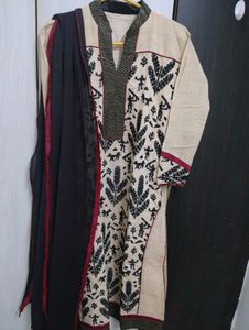 Stylish Beige Kurta Set with Dupatta