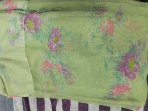 Mint green💚floral printed saree