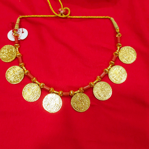 gold polish coin shaped necklace