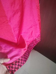 Vibrant Pink Kurta Set with Floral Embroidery