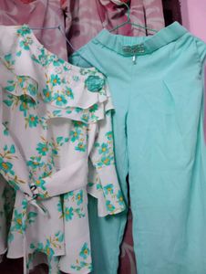Floral Girls ruffle top with bottom