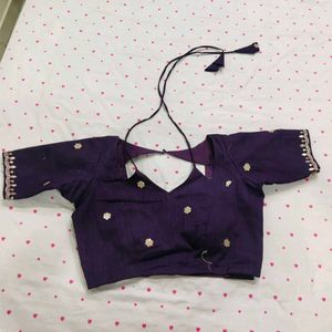 Elegant Embroidered Purple Saree