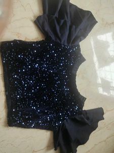 Sparkling Sequin Blouse with Ruffle Sleeves