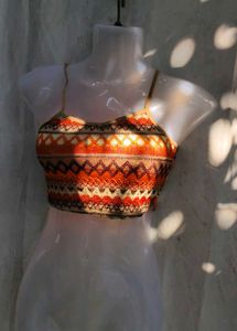 241110. Boho Ethnic Crochet Crop Top