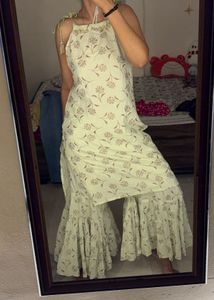 Elegant Floral Print sharara Kurta Set