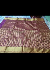 Elegant Maroon &amp; Gold Pattu Sari
