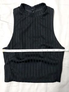 Sleek Black Ribbed Mock Neck Top