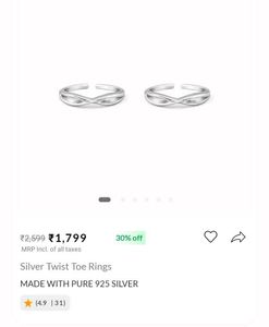 Silver Twist Toe Rings
