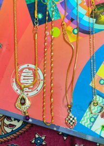 Stylish Gold-Plated Chain Necklaces - Set of 8