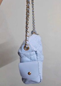 Light Blue Quilted Crossbody Bag